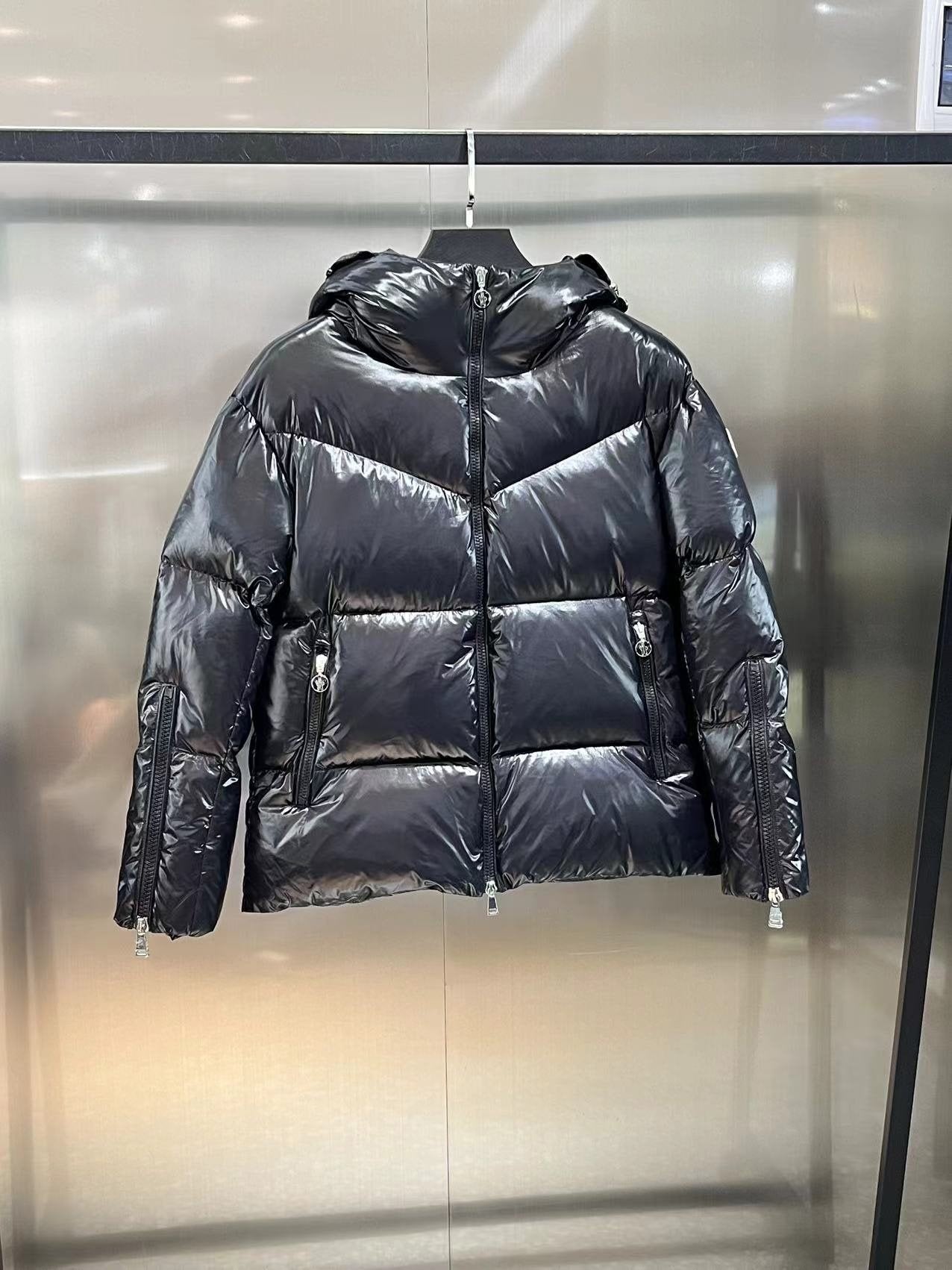 Womem Moncler coat Women's Glossy Hooded Puffer Jacket — front