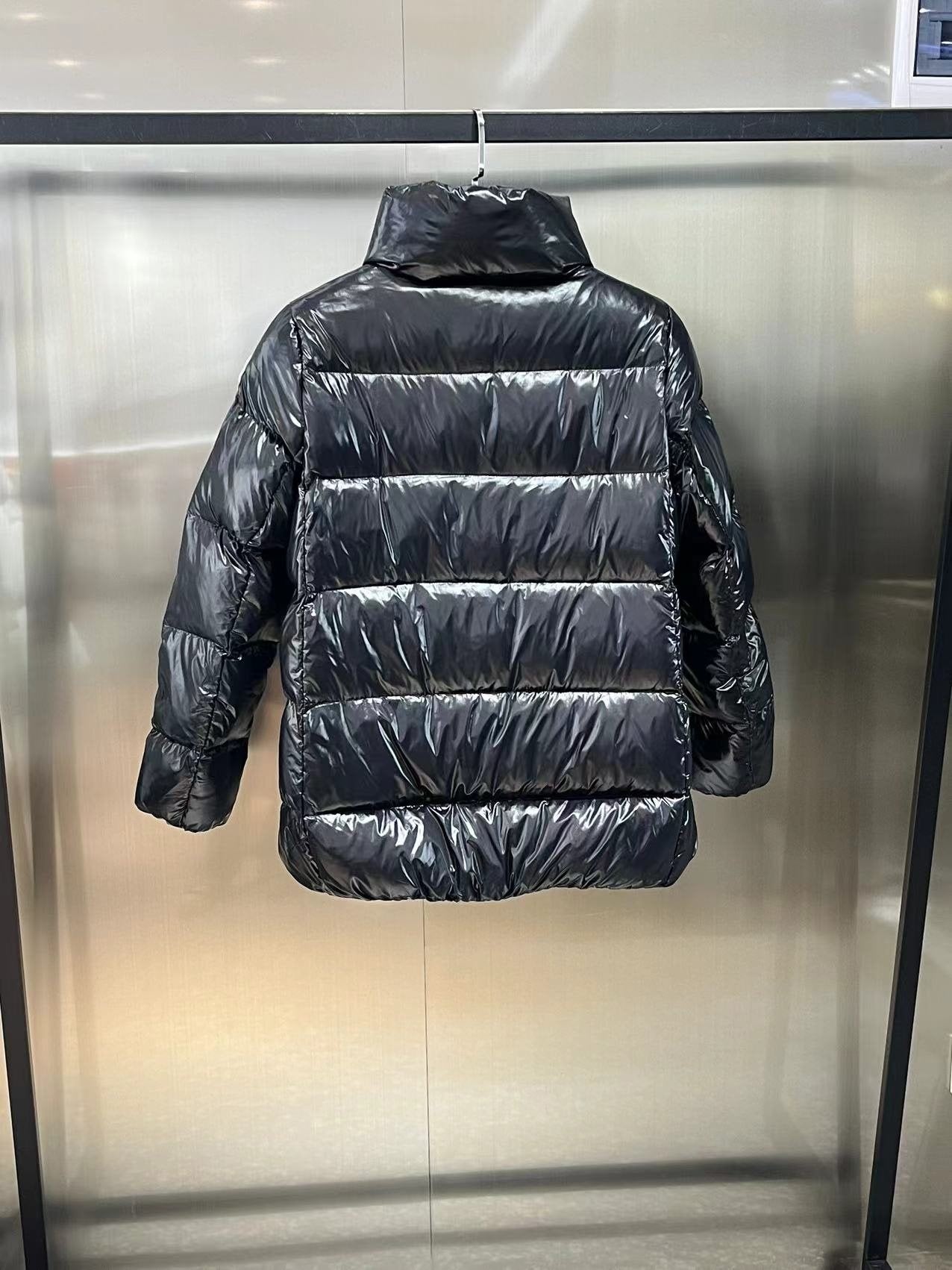 Moncler Women's Glossy Quilted Short Down Coat — back