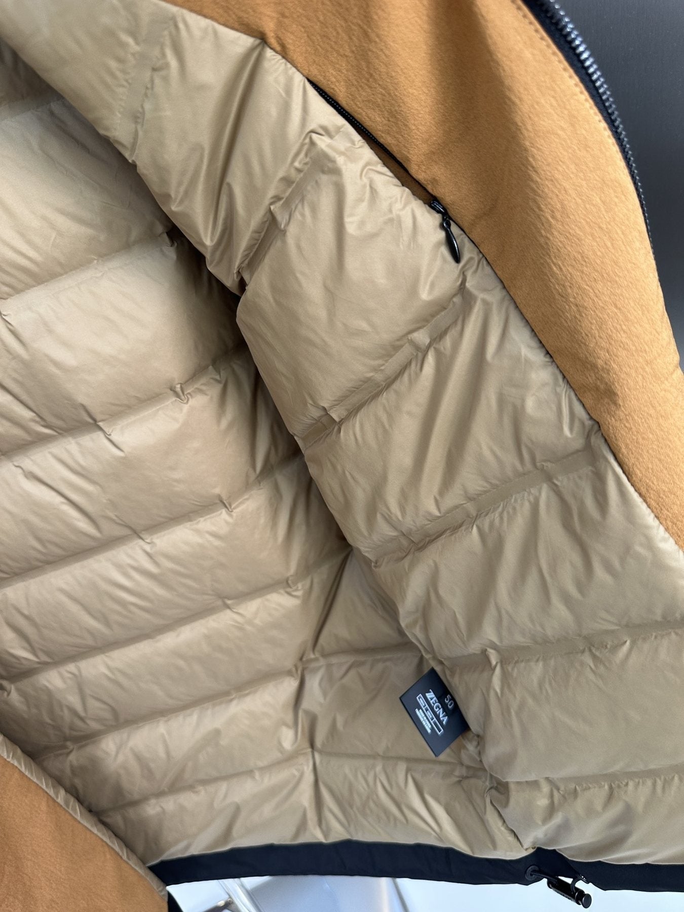 Zegna Reversible Stand-Collar Coat — fabric_closeup
