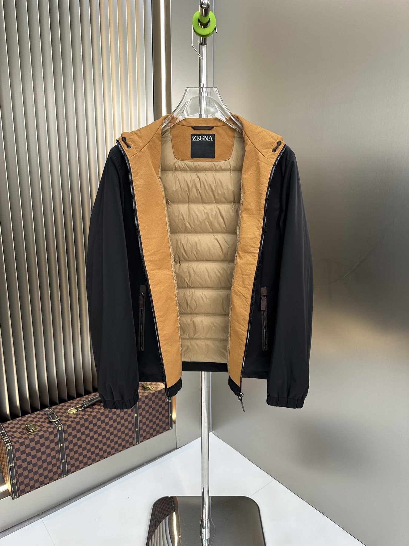 Zegna Reversible Stand-Collar Coat — detail