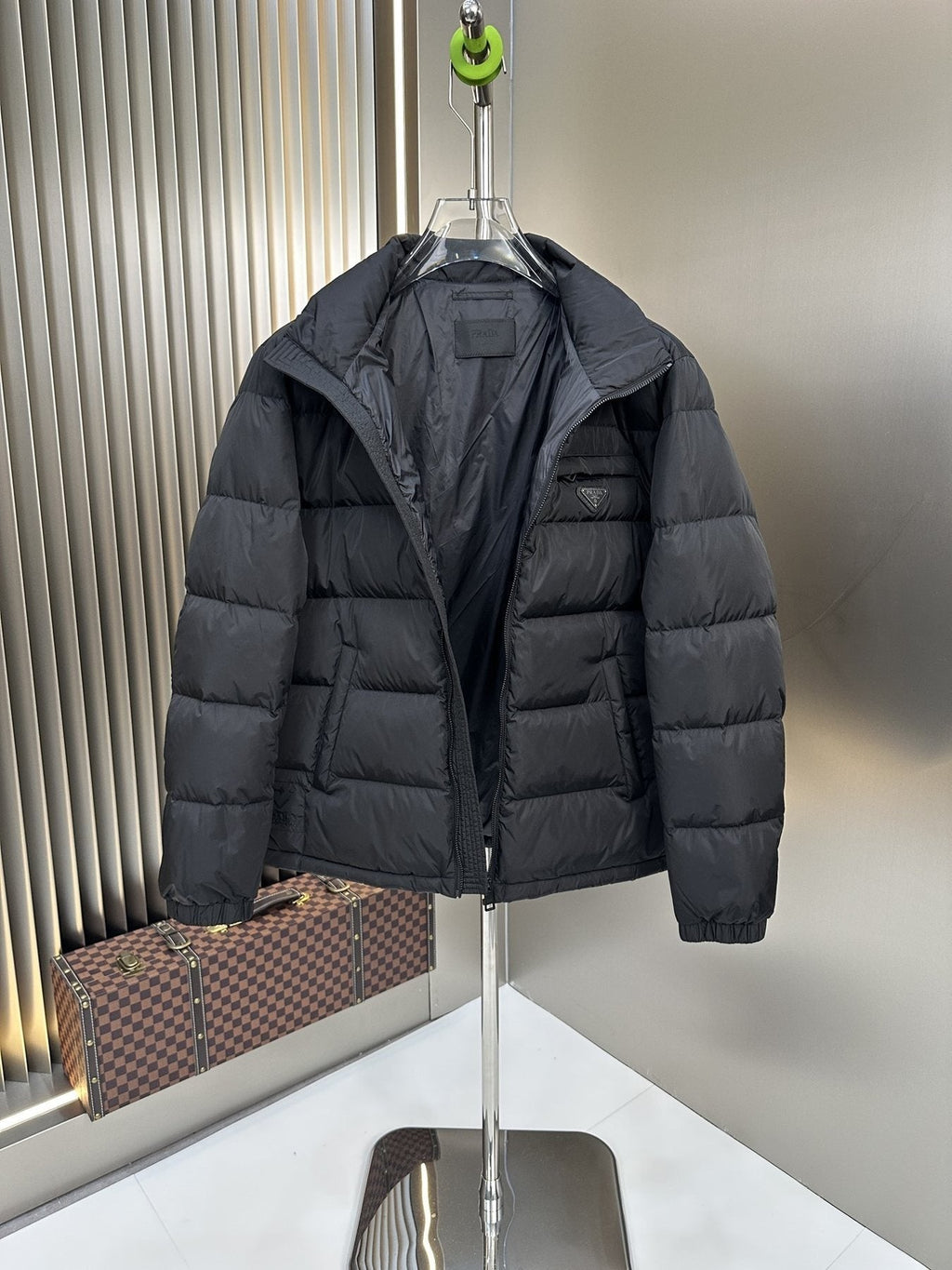 Prada Quilted Stand Collar Puffer Jacket — front