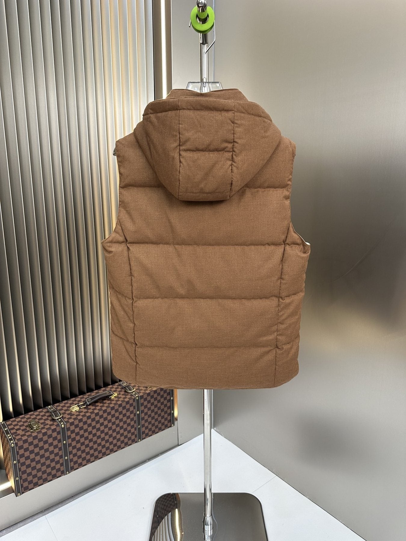 Prada Quilted Hooded Down Vest — back