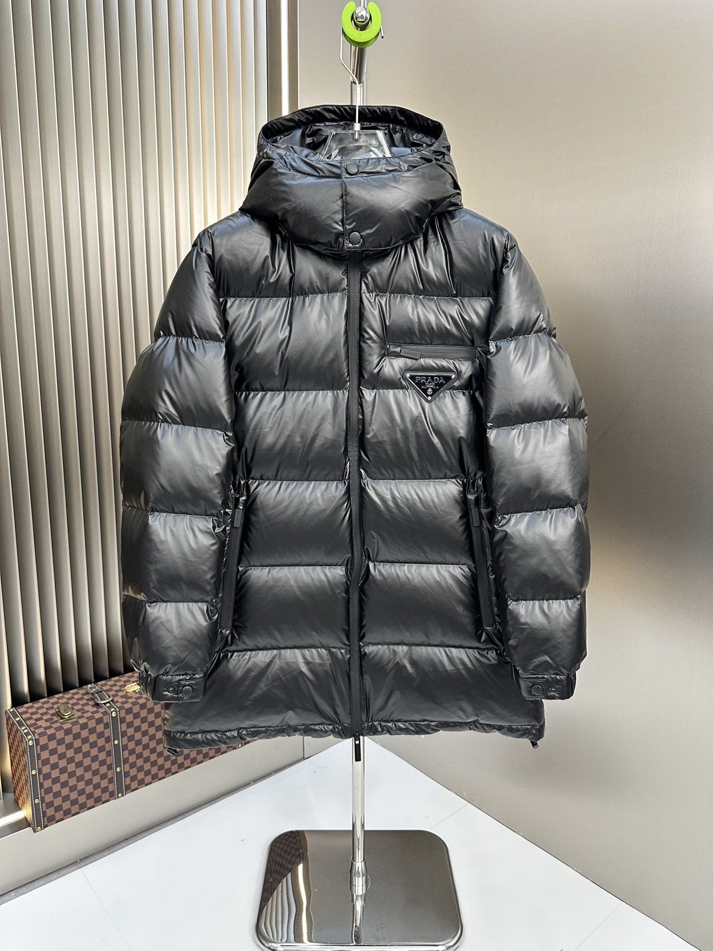 Prada Black Hooded Puffer Jacket — hero