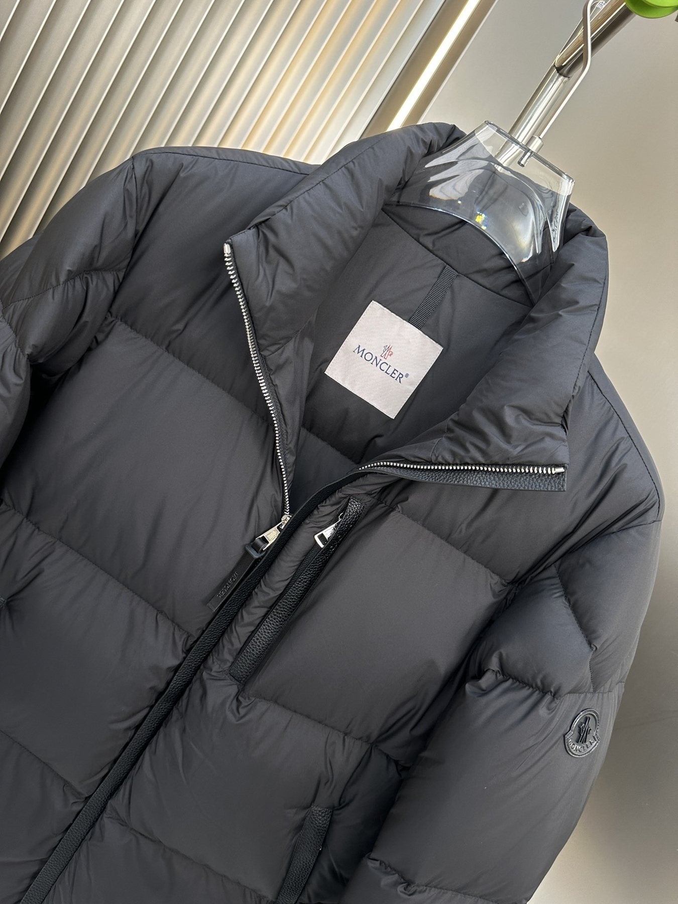 Moncler Quilted Stand-Collar Puffer Coat — neck_label