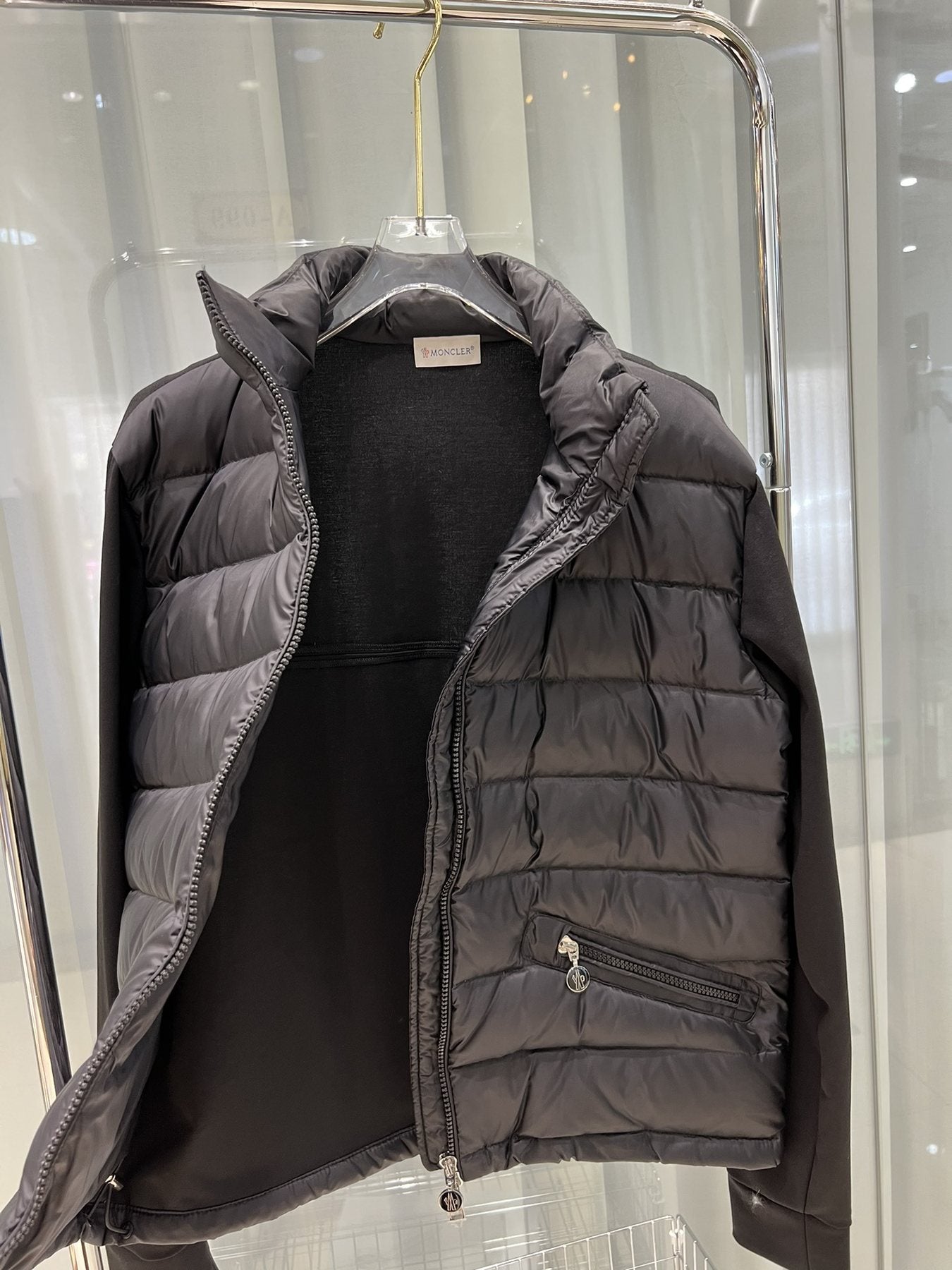 Moncler Quilted Front Knit Jacket — detail