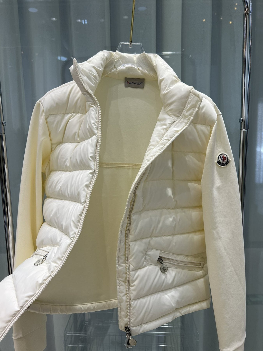 Moncler Quilted Front Knit Jacket — detail
