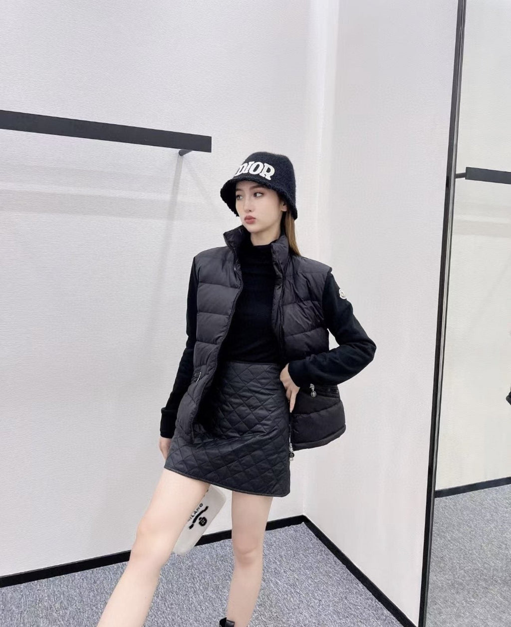 Moncler Quilted Front Knit Jacket — context