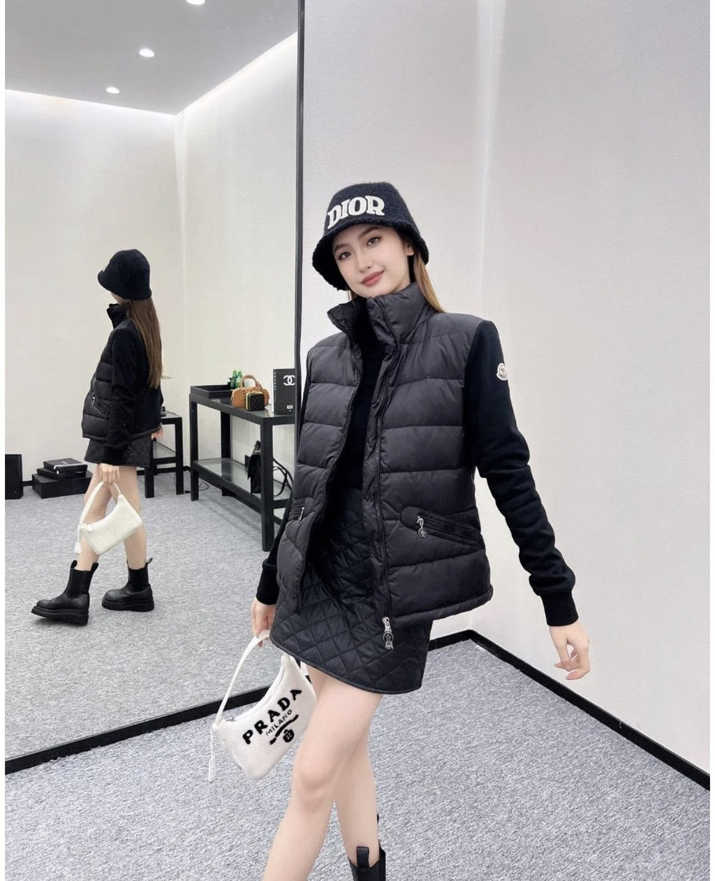 Moncler Quilted Front Knit Jacket — context