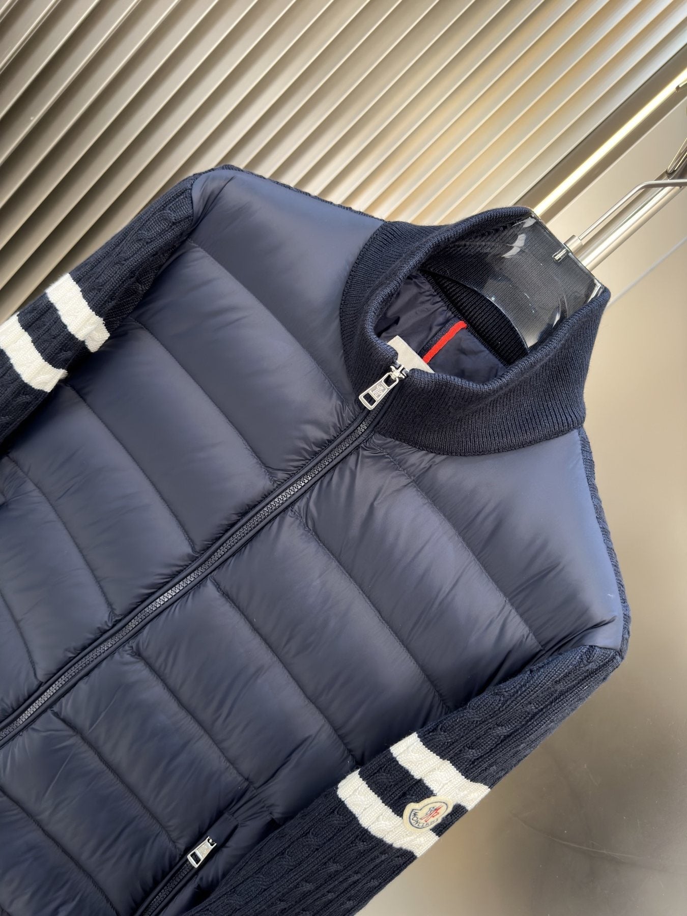 Moncler Men's Hybrid Quilted Knit Puffer Jacket — detail