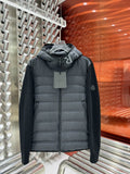 Moncler Grey Quilted Knit-Sleeve Hooded Puffer Jacket — hero