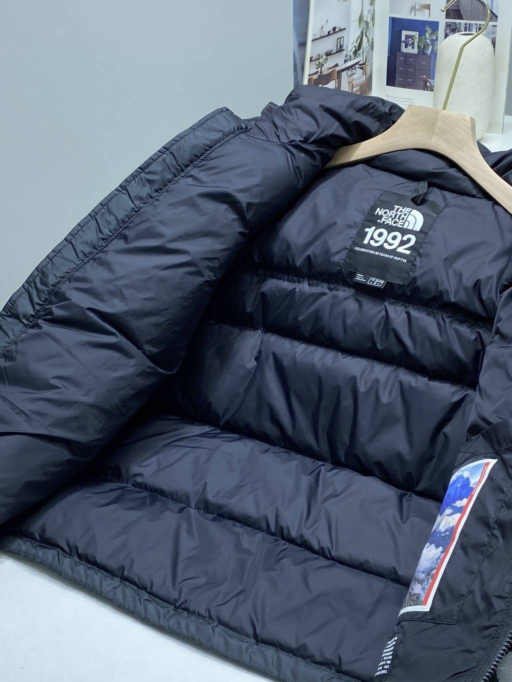 The North Face 1992 Abstract Panel Puffer Jacket — neck_label