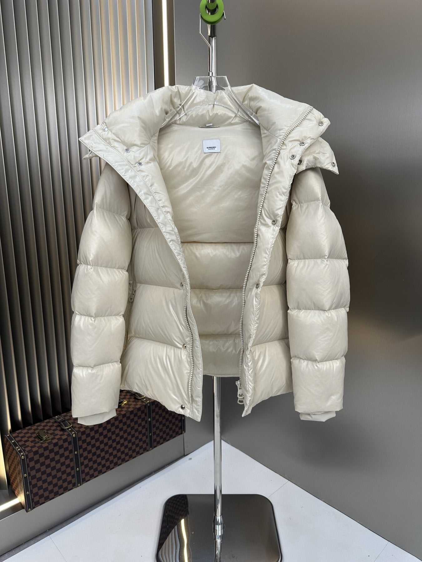 Burberry Hooded Equestrian Knight Puffer Jacket — detail