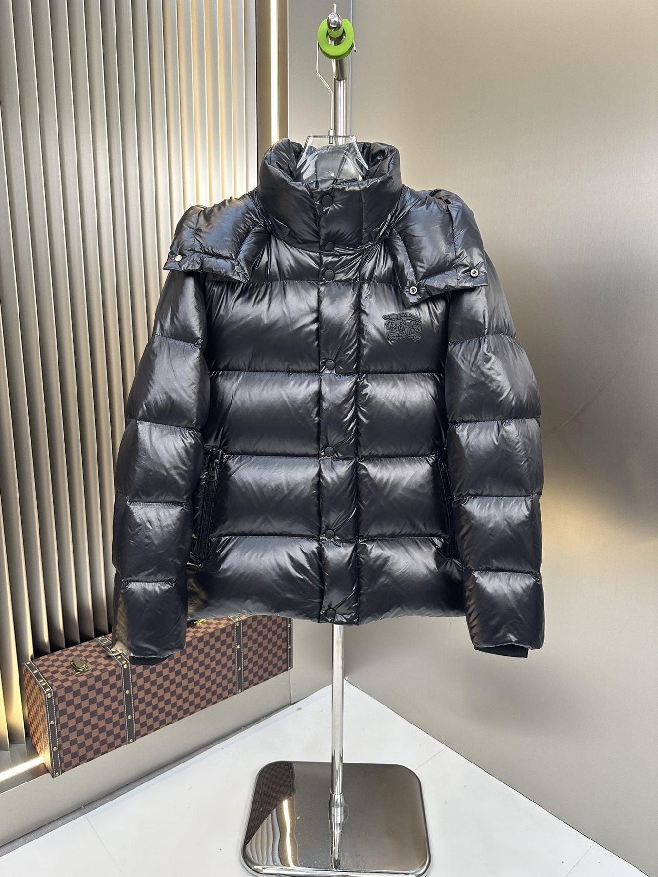 Burberry Hooded Equestrian Knight Puffer Jacket — front