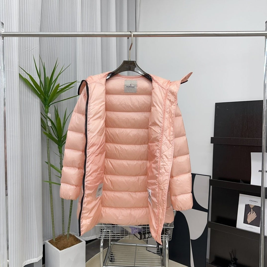 Moncler Women's Hooded Quilted Long Down Coat — detail