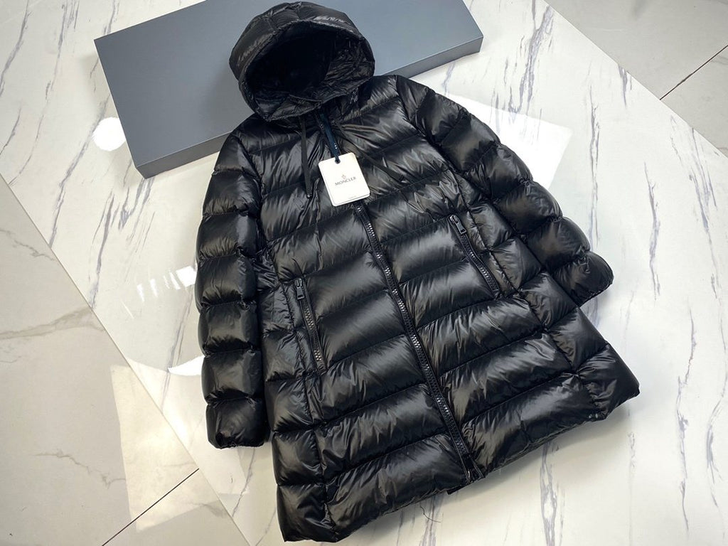 Moncler Women's Hooded Quilted Long Down Coat — front