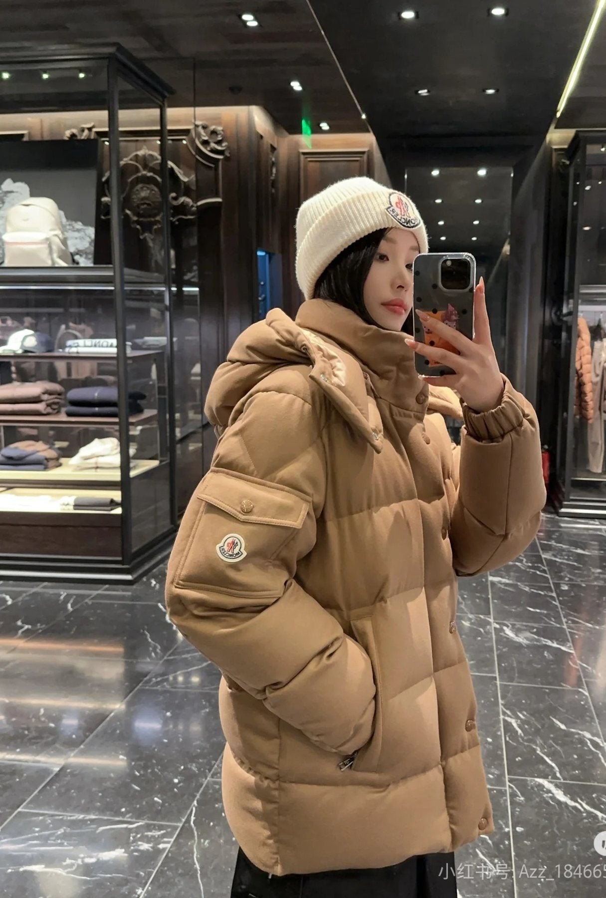 Moncler Matte Short Hooded Puffer Coat — side