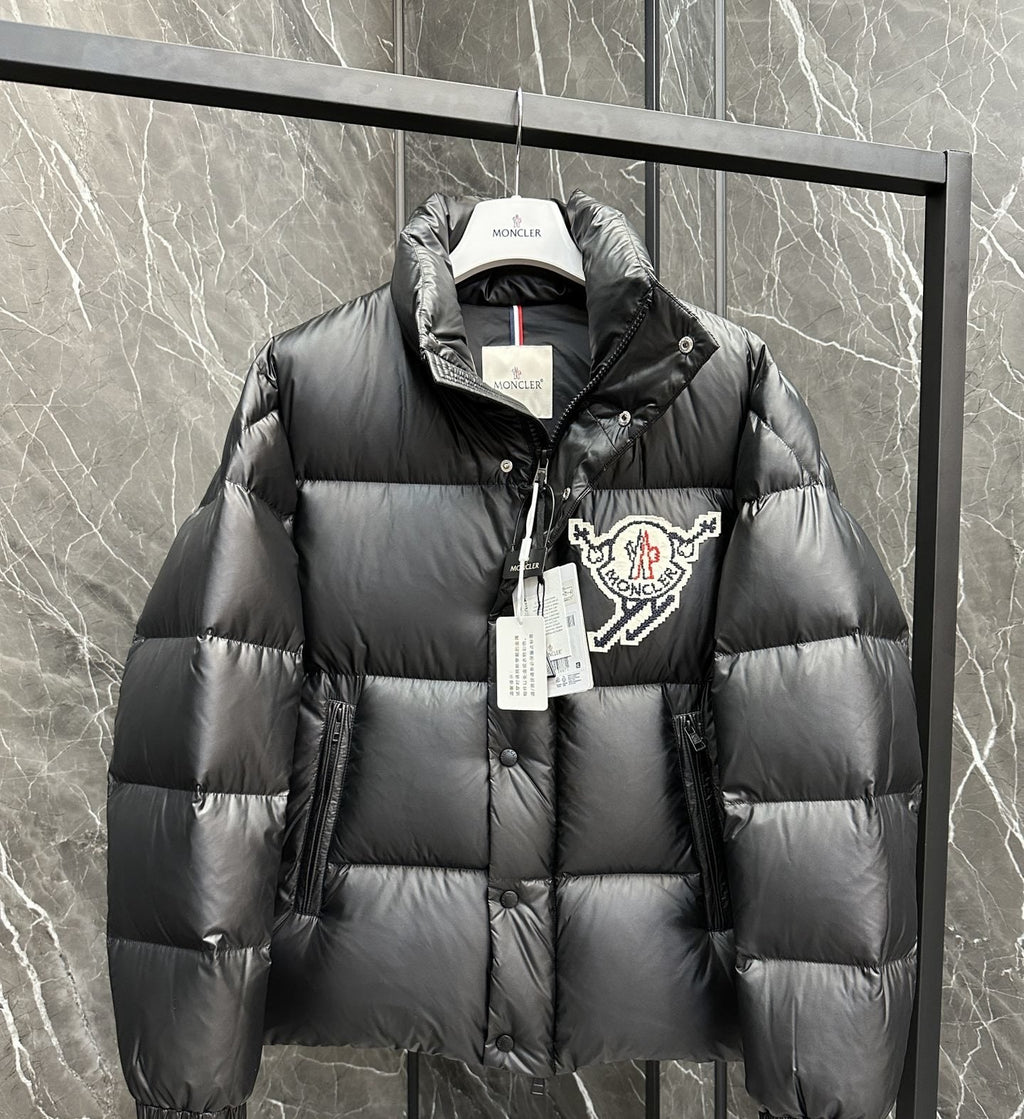 Moncler Pixel Ski Cartoon Patch Puffer Coat — front