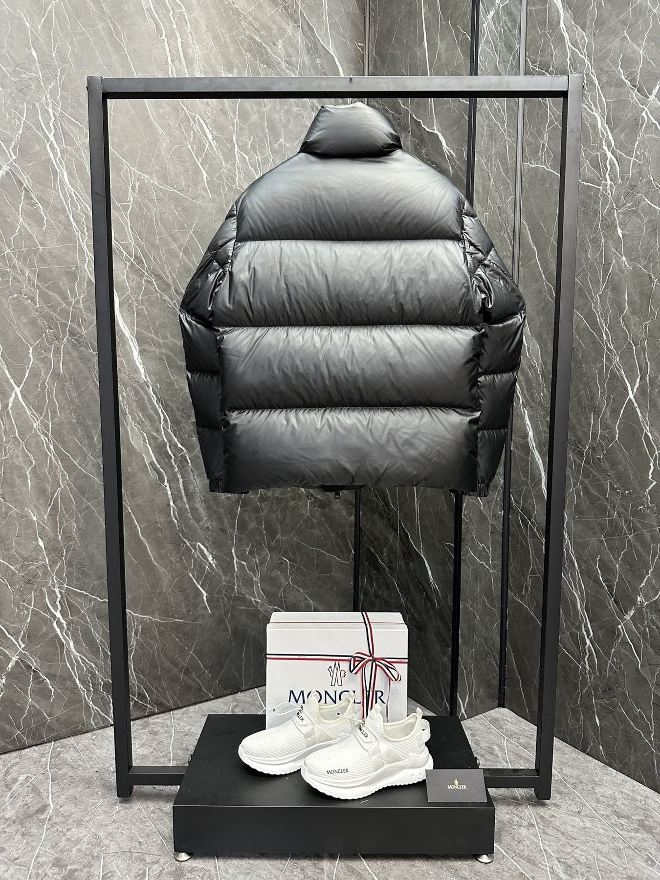 Moncler Pixel Skier Patch Short Down Coat — back