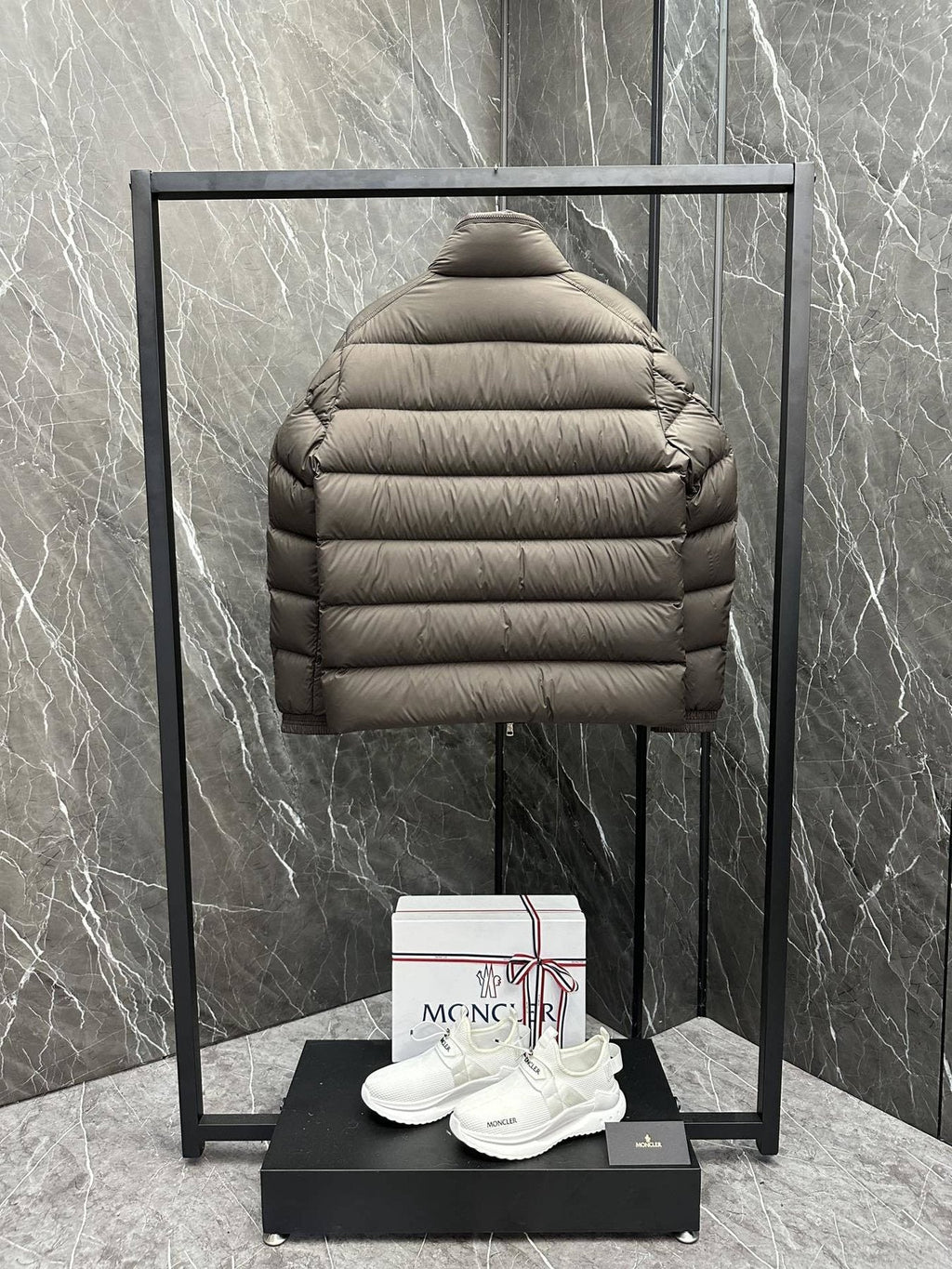 Moncler Tricolor-Trim Puffer Coat — back
