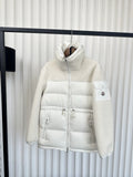 Moncler White Mixed-Panel Puffer Coat — hero