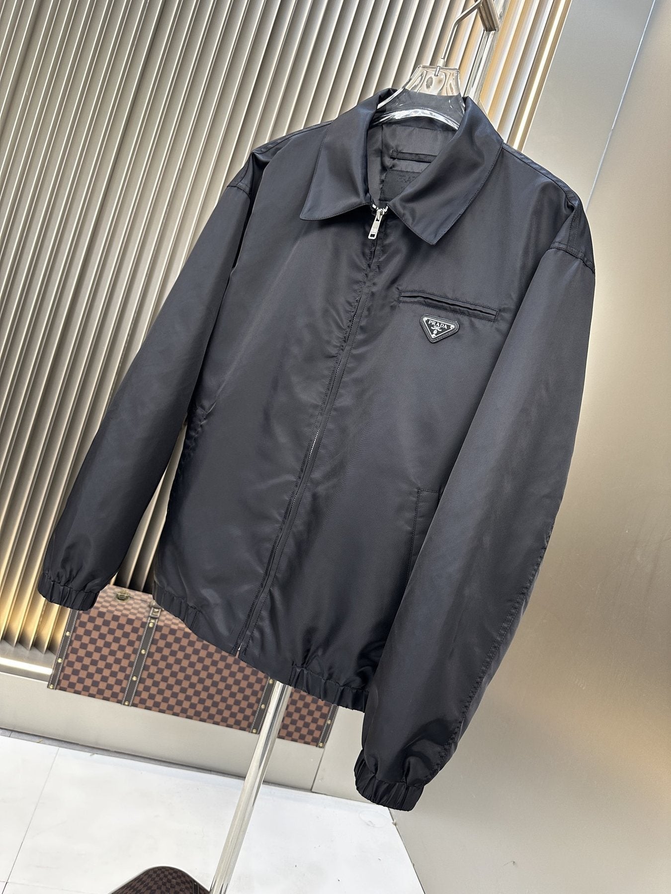 Prada Collared Zip-Front Jacket — front