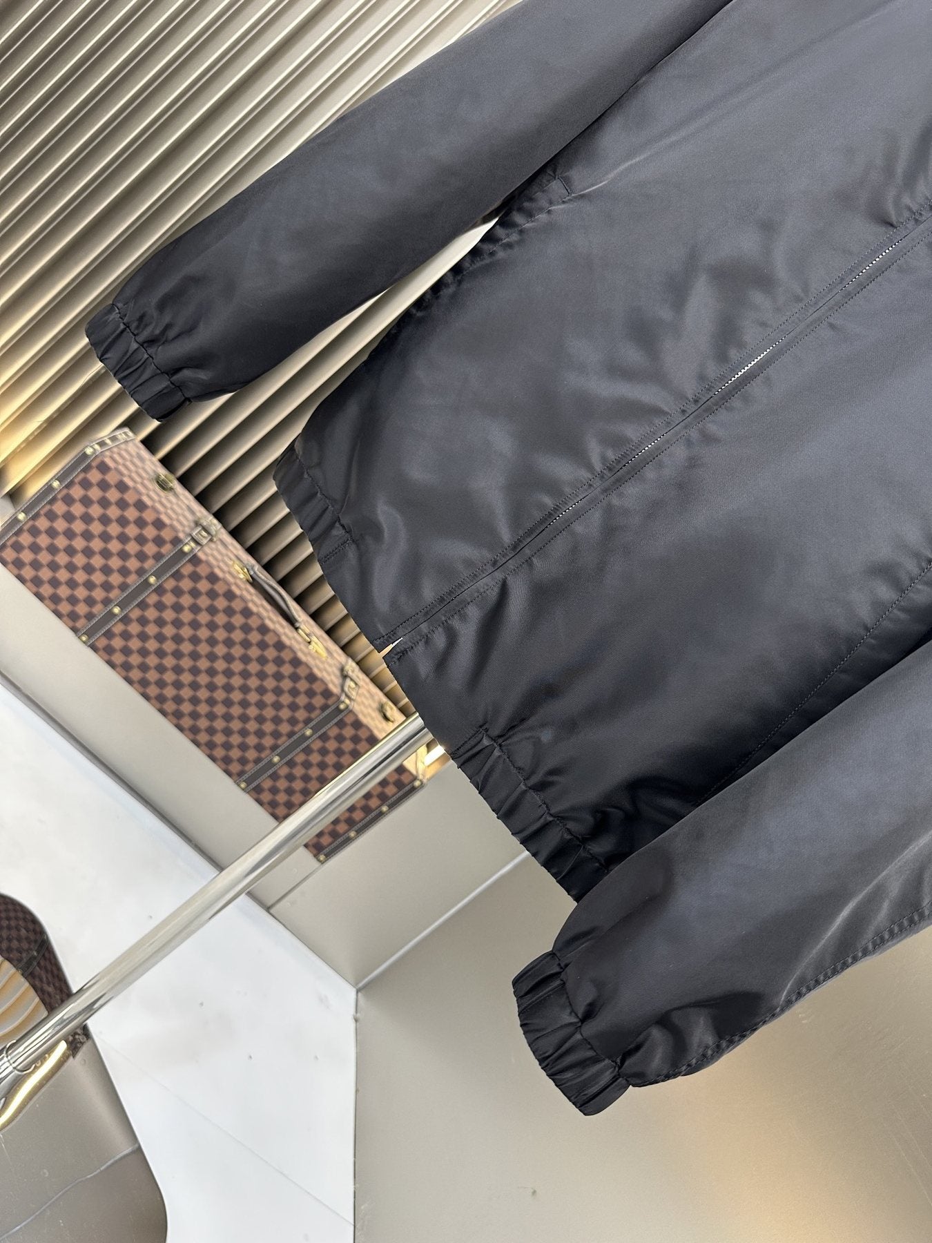 Prada Collared Zip-Front Jacket — detail