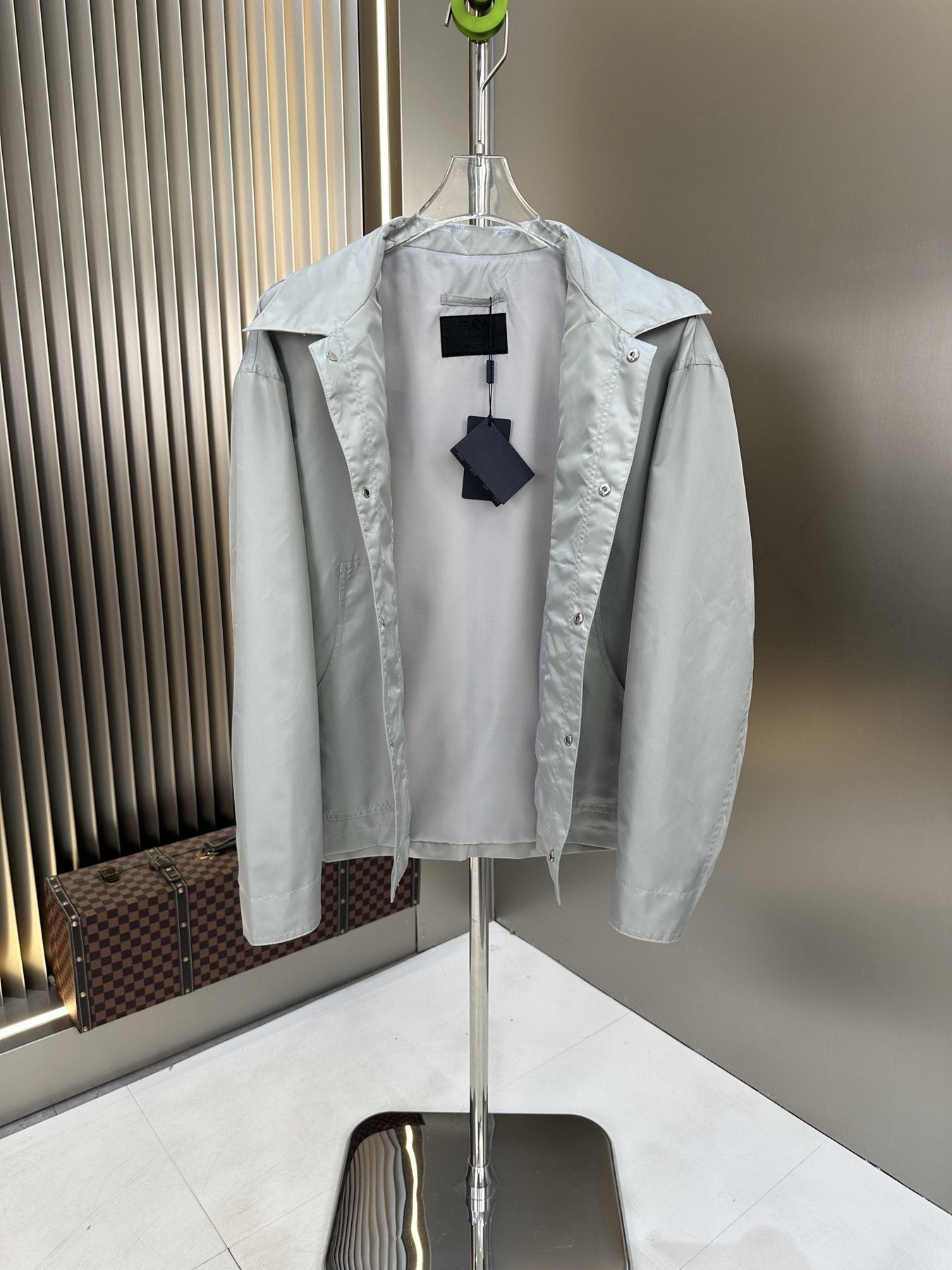 Prada Collared Button-Front Jacket — hang_tag