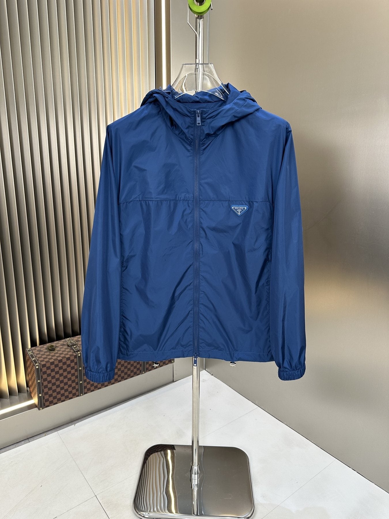 Prada Hooded Zip-Front Windbreaker — front