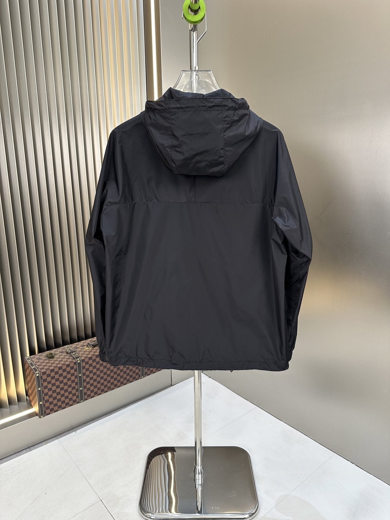 Prada Hooded Zip-Front Windbreaker — back