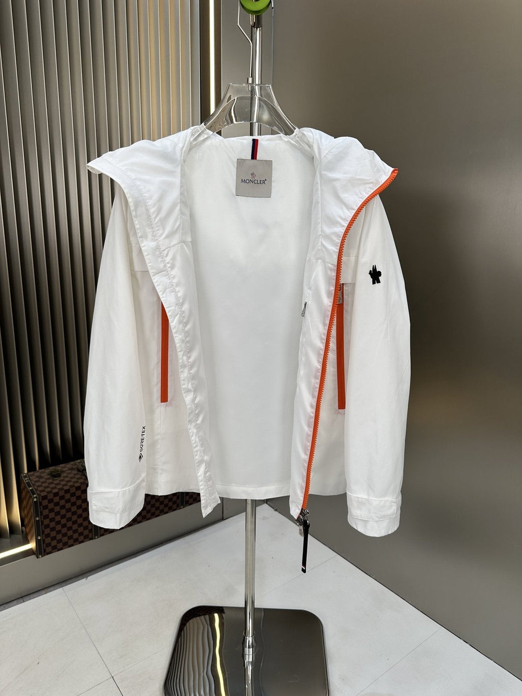 Moncler Hooded Contrast-Zip Jacket — detail