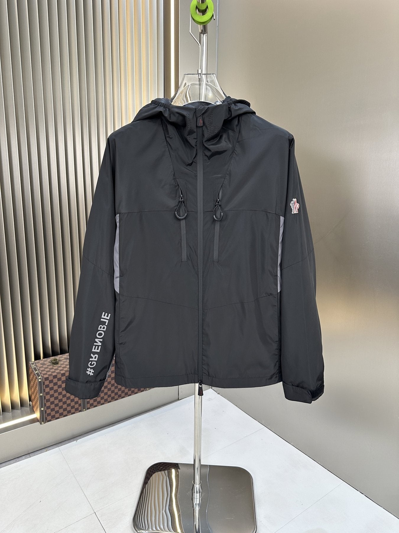 Moncler Hooded Contrast Panel Zip Jacket — front