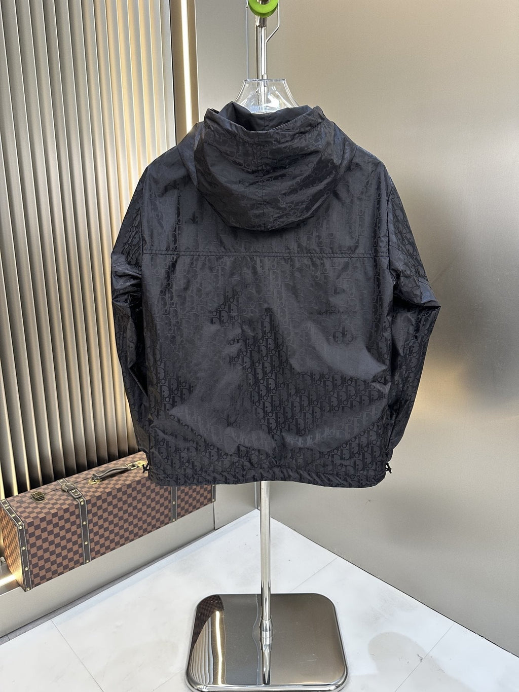 2026 Original Jacket Black Patterned Hooded Zip-Front Jacket — back