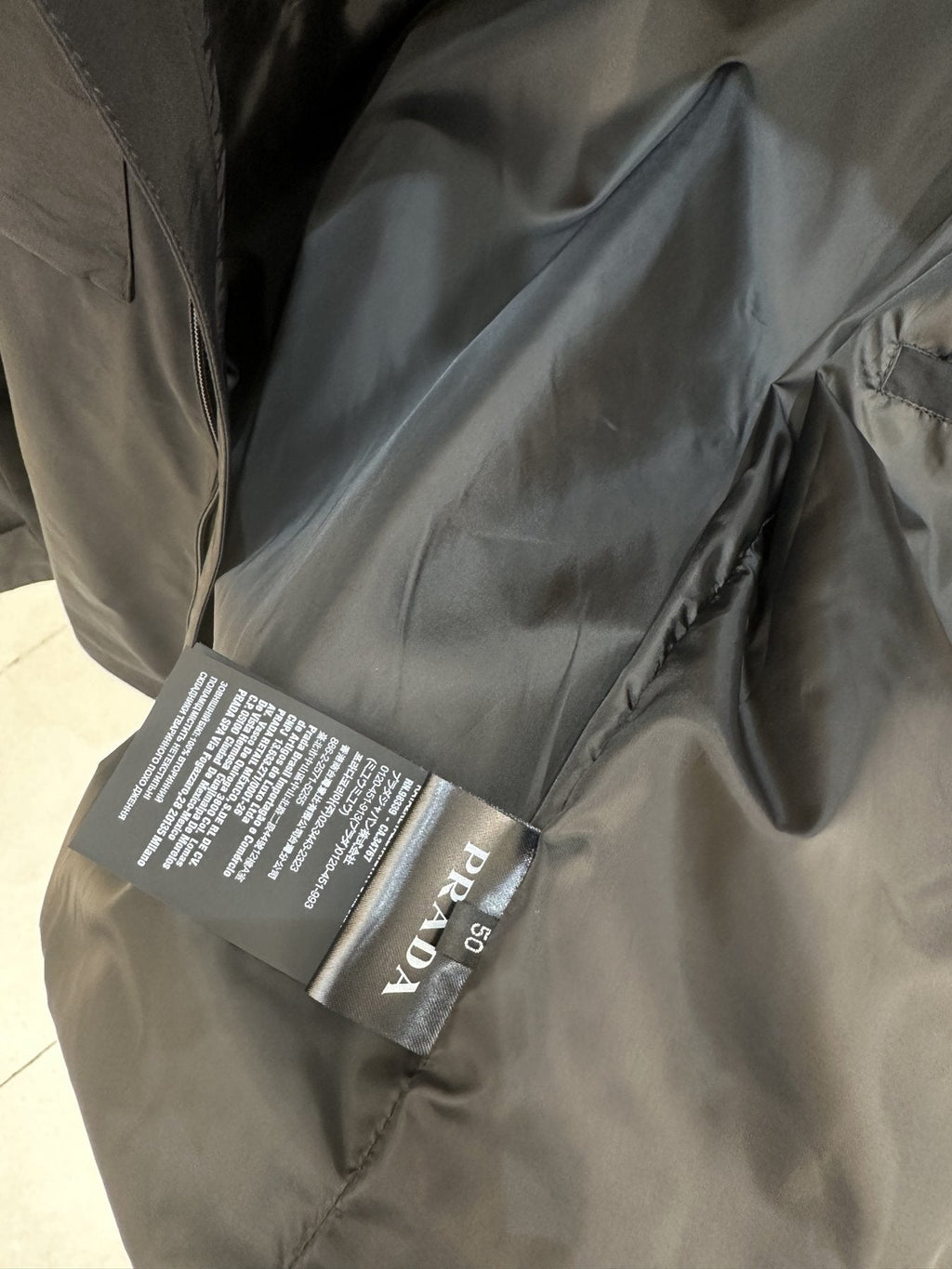 Prada Black Hooded Utility Jacket — hang_tag
