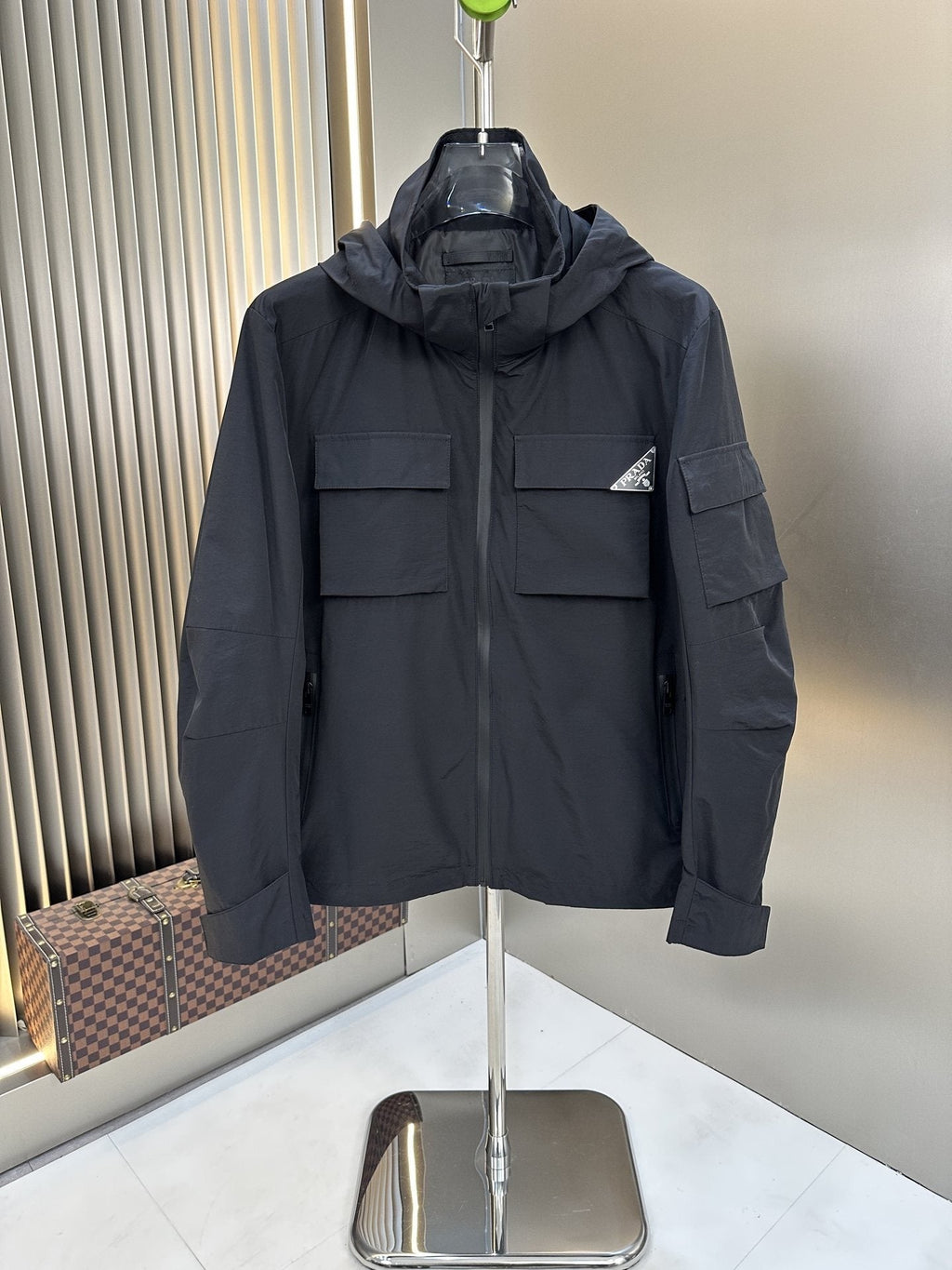 Prada Black Hooded Utility Jacket — hero