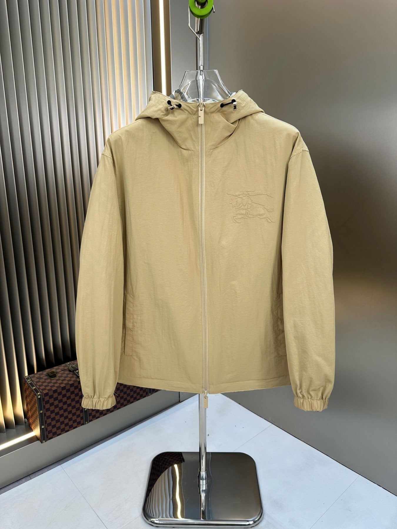 2026 Original Jacket Reversible Beige Check Hooded Jacket — front