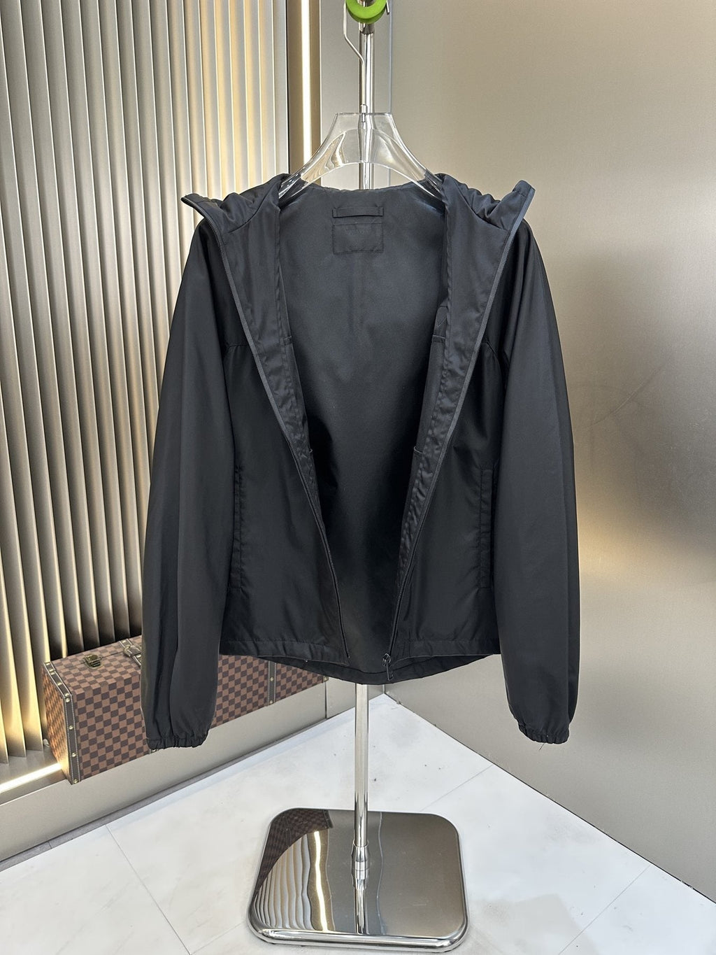 Prada Black Hooded Zip-Front Jacket — detail