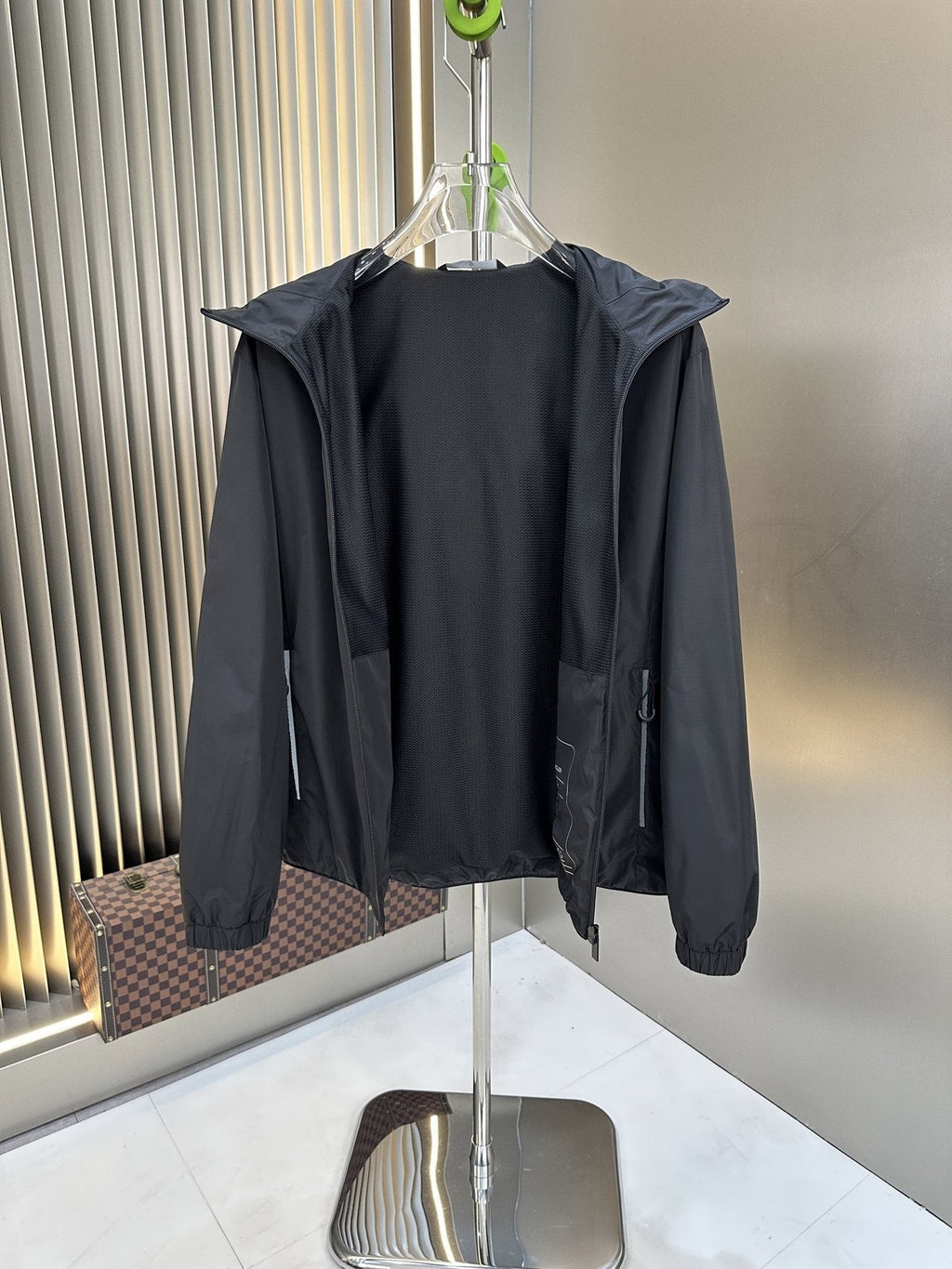 Moncler Black Hooded Full-Zip Jacket — front