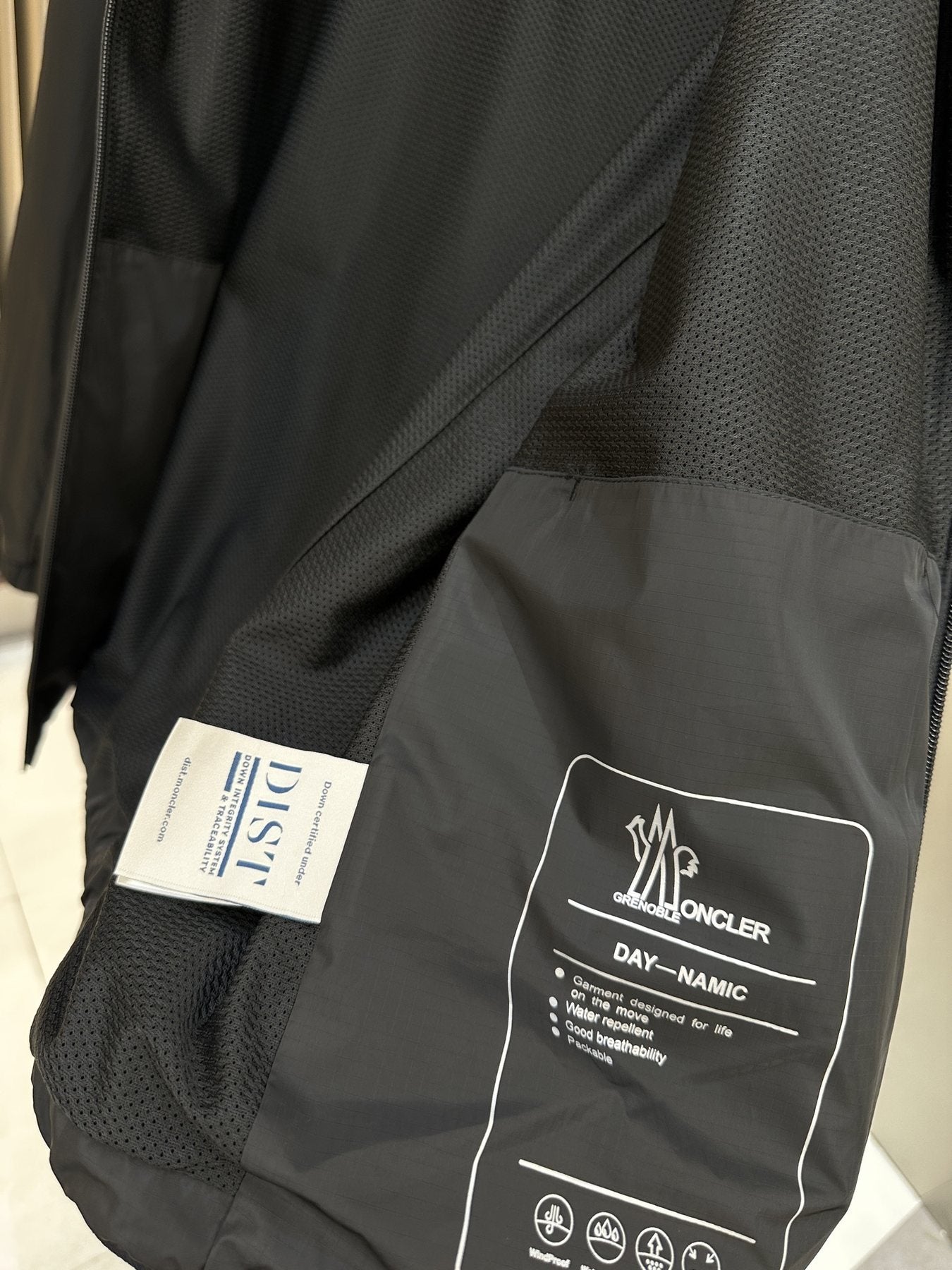 Moncler Black Hooded Full-Zip Jacket — hang_tag