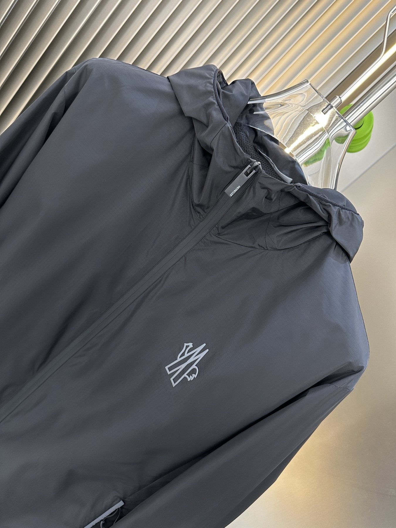 Moncler Black Hooded Full-Zip Jacket — detail