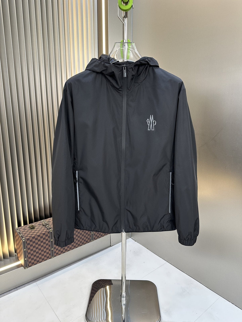 Moncler Black Hooded Full-Zip Jacket — hero