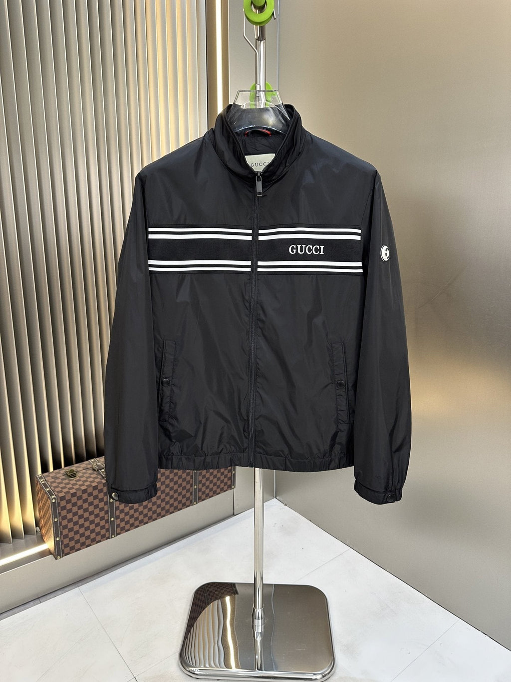 Gucci Chest Stripe Zip-Front Jacket — hero