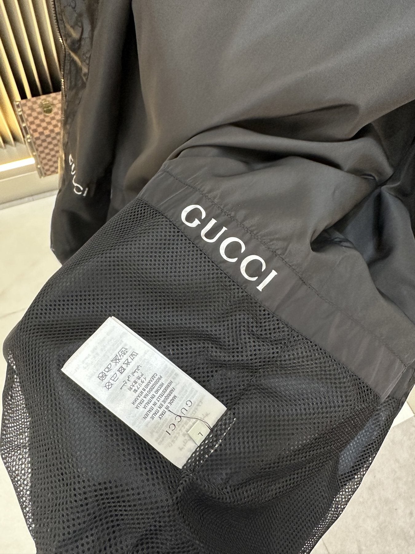 Gucci Tonal Monogram Hooded Zip Jacket — fabric_closeup