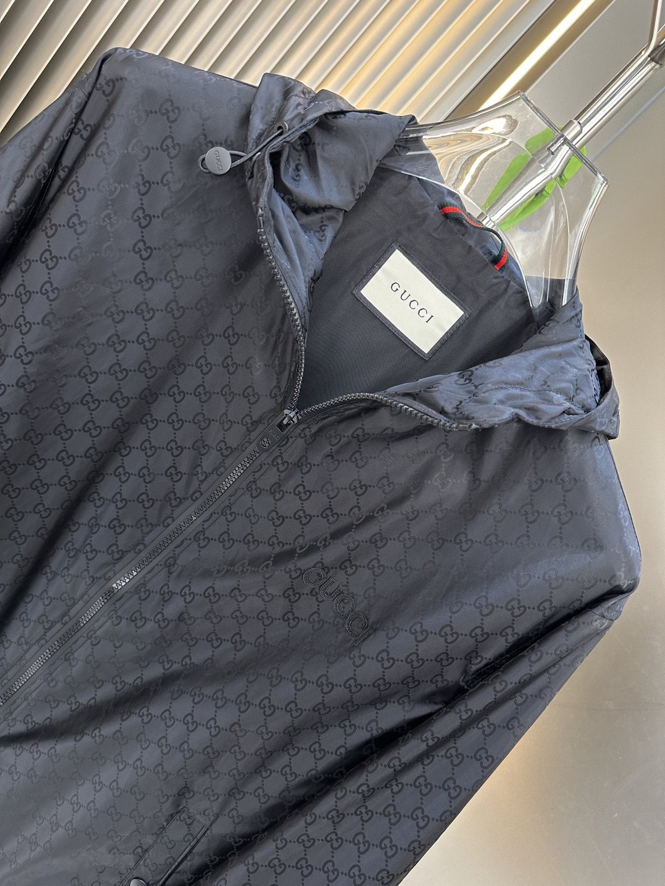 Gucci Tonal Monogram Hooded Zip Jacket — neck_label