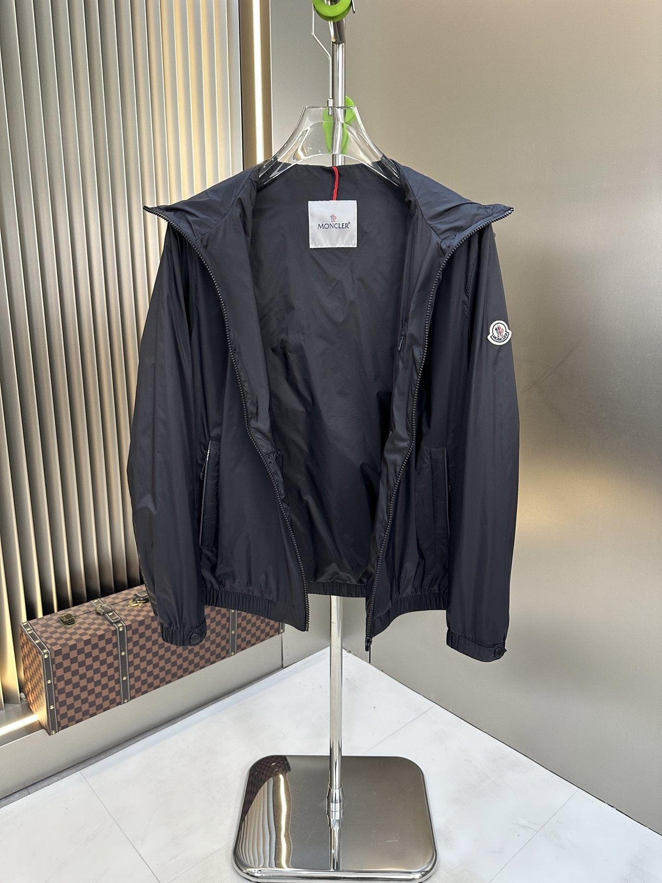 Moncler Hooded Zip-Front Jacket — detail