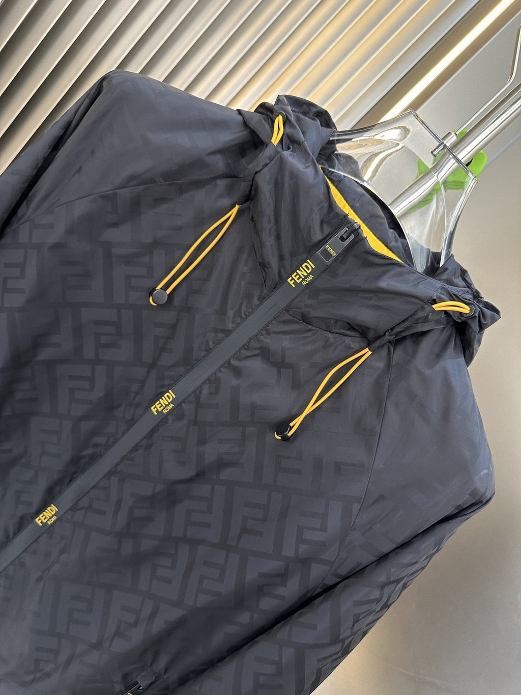 Fendi Tonal Geometric Hooded Full-Zip Jacket — detail
