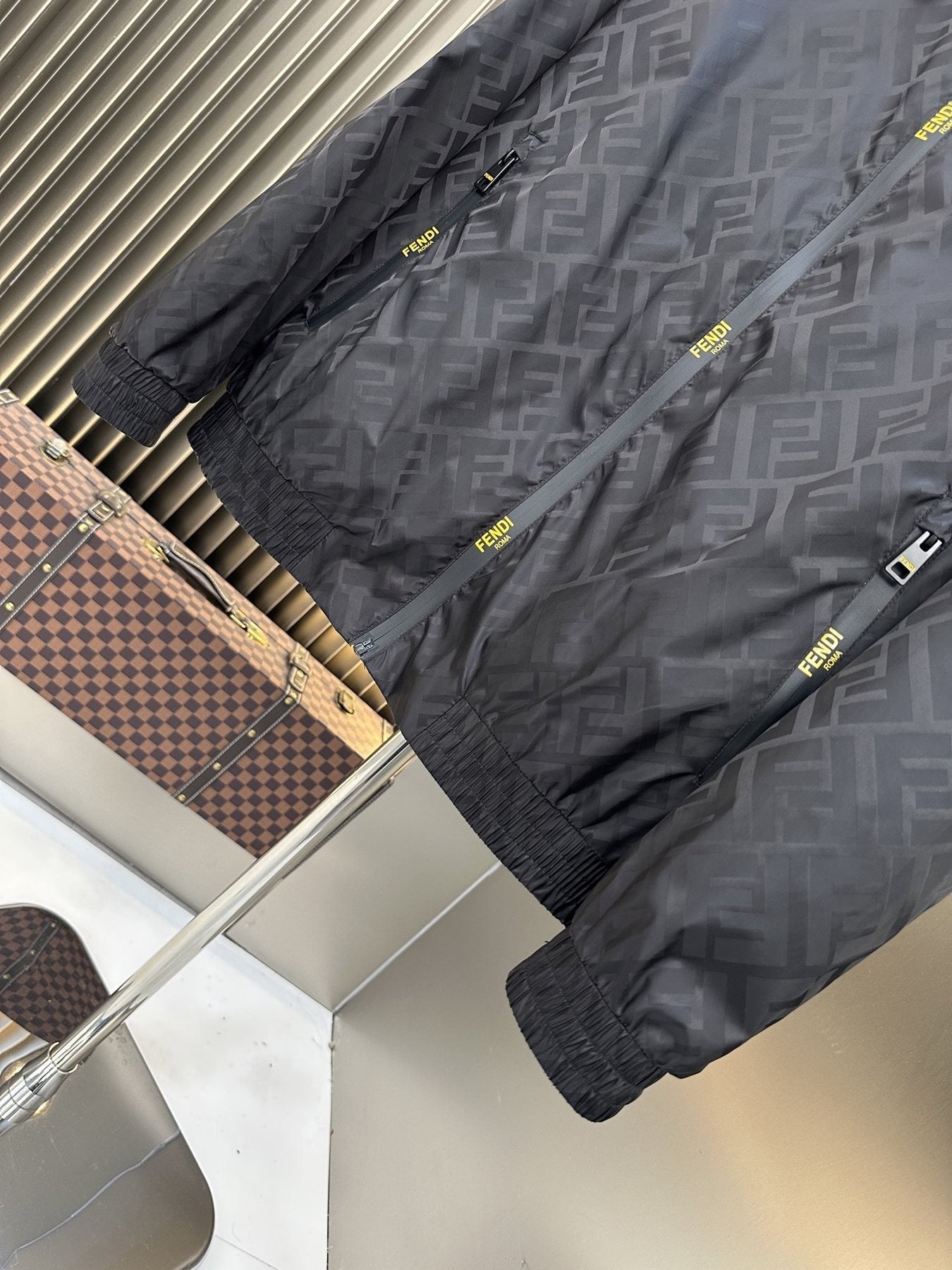 Fendi Tonal Geometric Hooded Full-Zip Jacket — detail