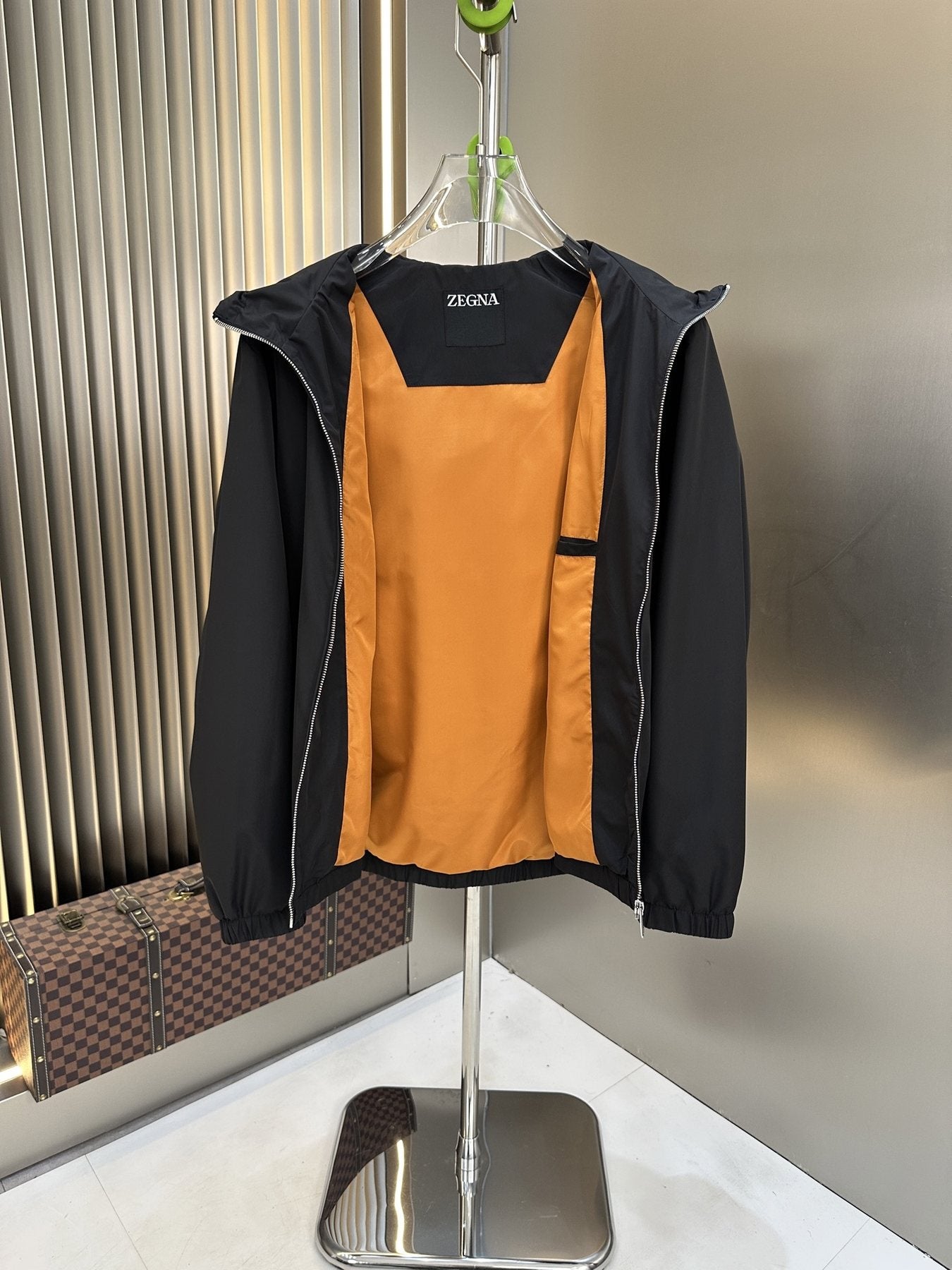 Zegna Hooded Zip-Front Jacket — detail
