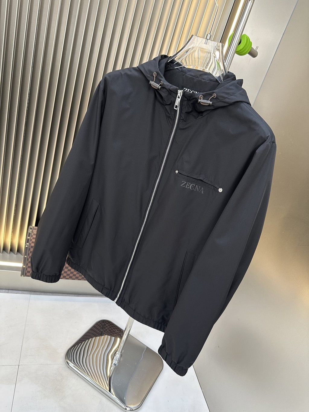 Zegna Hooded Zip-Front Jacket — detail
