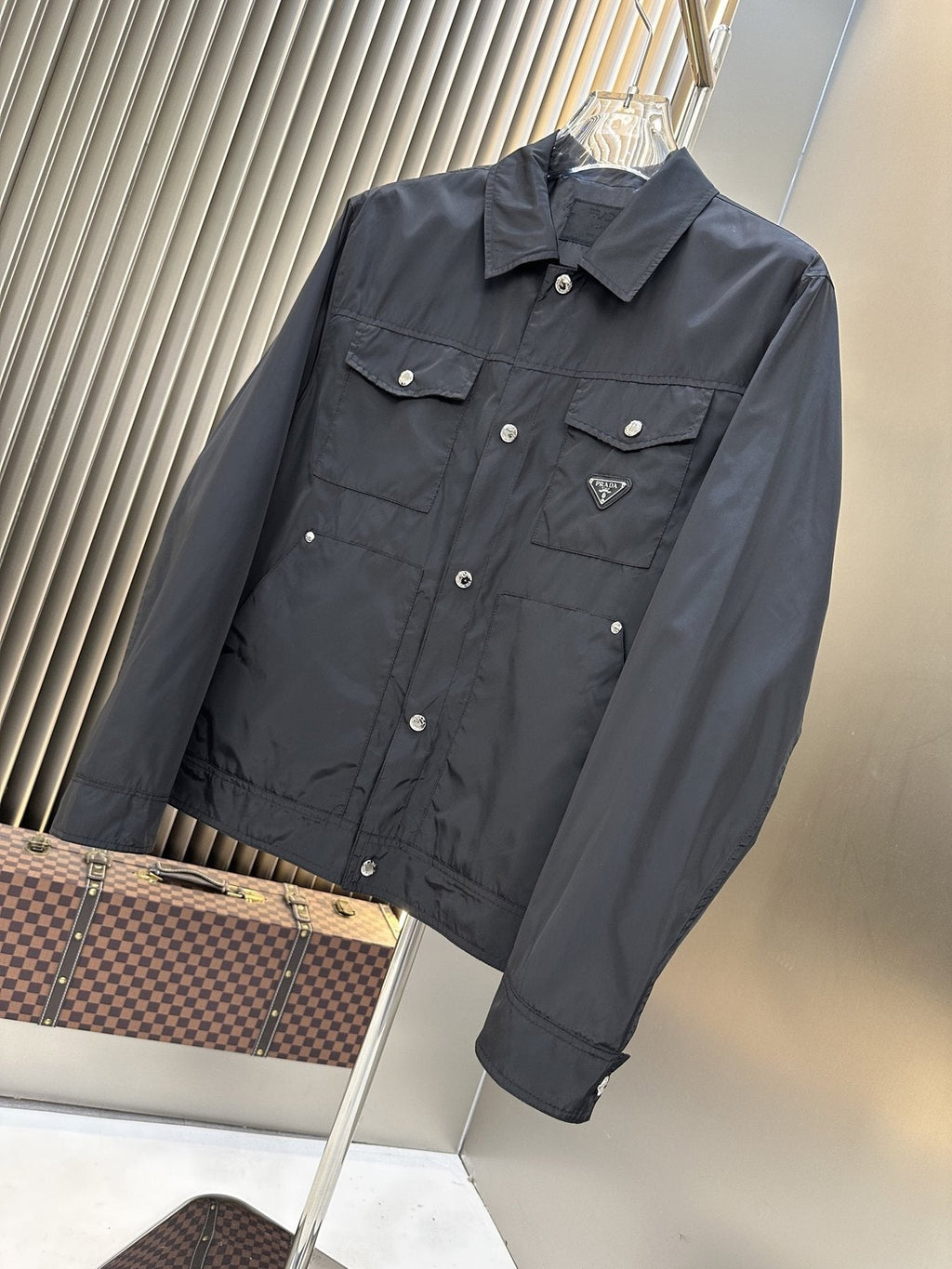 Prada Black Four-Pocket Button-Front Jacket — front