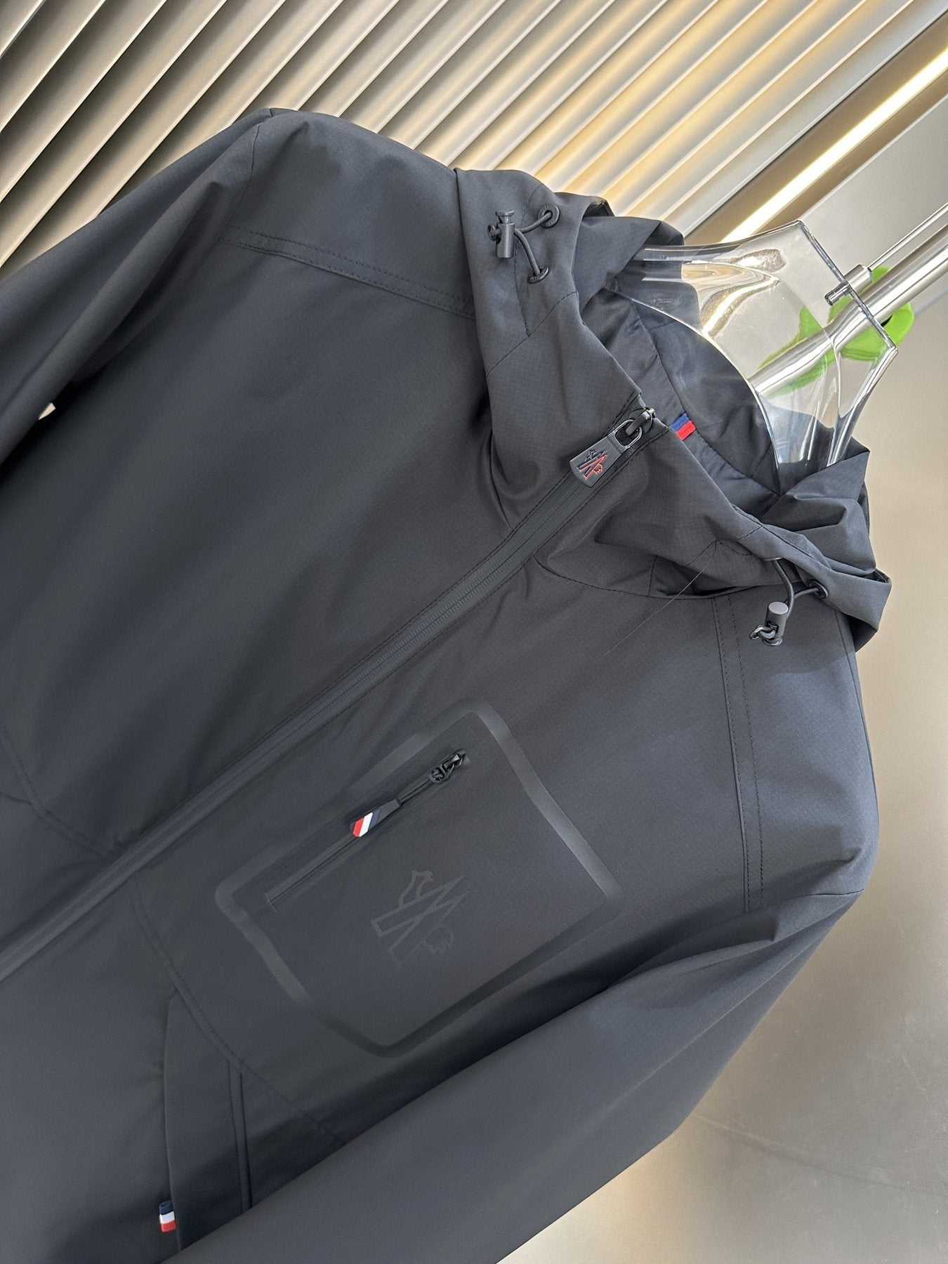 Moncler Hooded Zip-Front Jacket — detail